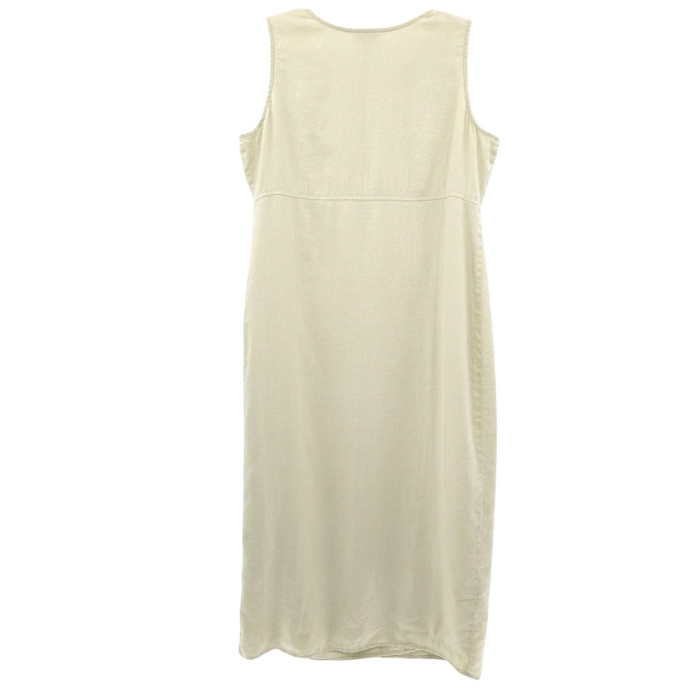 Jones New York 100% Linen Maxi Dress Womens 14 Green Sleeveless Faux Wrap - Picture 7 of 7